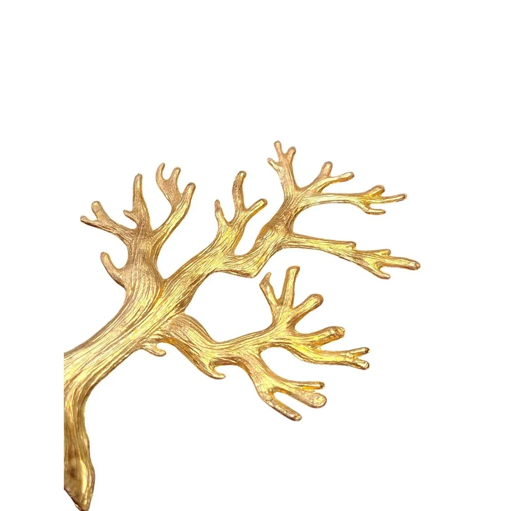 80's Jewelry‎ Charm Tree Necklace/Ring Holder Cast Metal Gold Tone